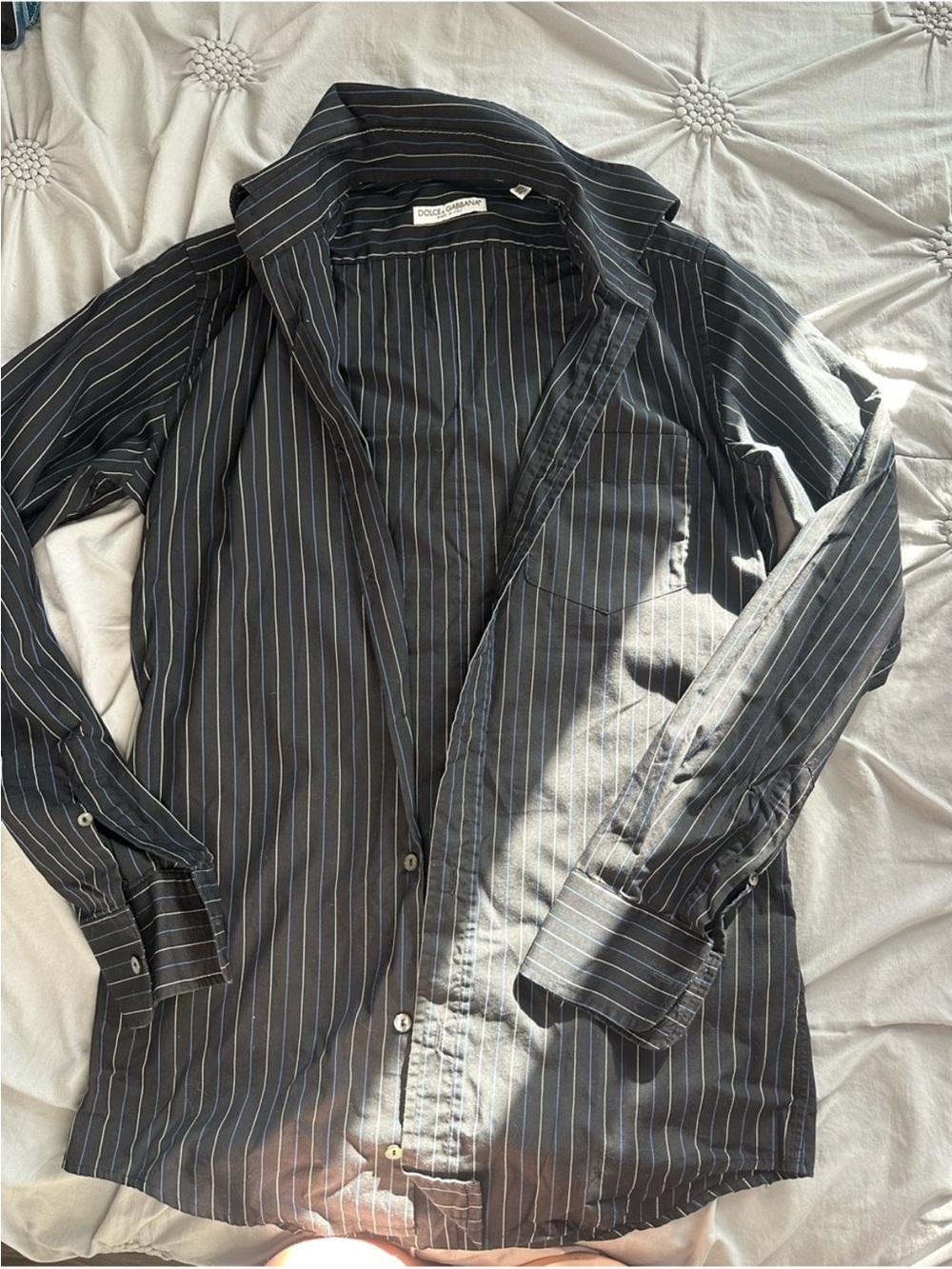 Dolce & Gabbana Black Pinstriped Shirt Jacket